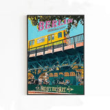 Arte di Berlino, poster di viaggio in stile vintage, regalo di viaggio in Germania, stampa di viaggi nel mondo, poster retrò verde, download anni '90, decorazioni stampabili colorate