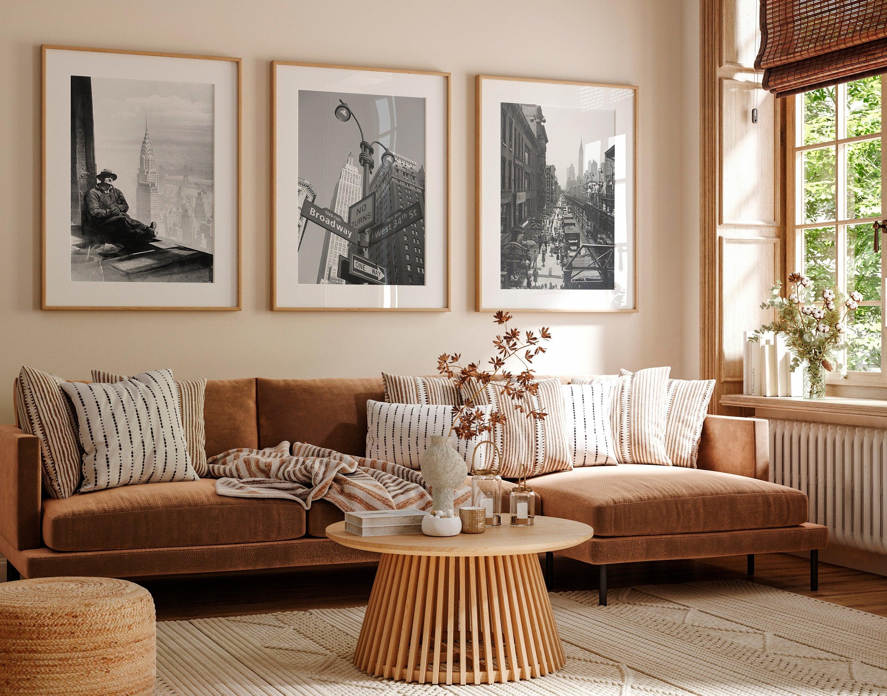 New York City Set of 3, Aesthetic Vintage Posters, Black And White Gallery Set, USA Travel Gift