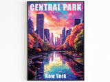 Poster con dipinto a olio di New York, stampa di Central Park, luce del tramonto, arte murale colorata di Manhattan, New York, regalo di viaggio negli Stati Uniti, colori vivaci e brillanti