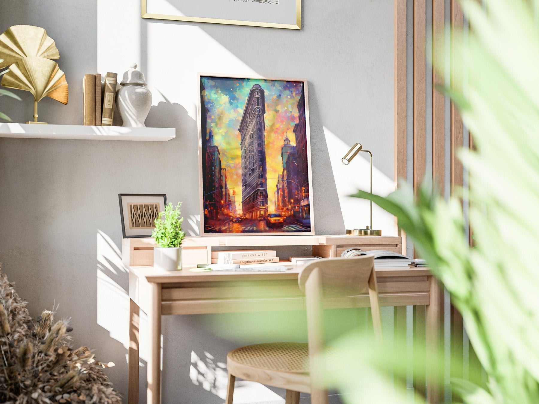New York City Travel Poster, Pop Lights, Manhattan Colorful Wall Art, Vibrant USA Print, Handmade USA Travel Gift, NYC Oil Painting