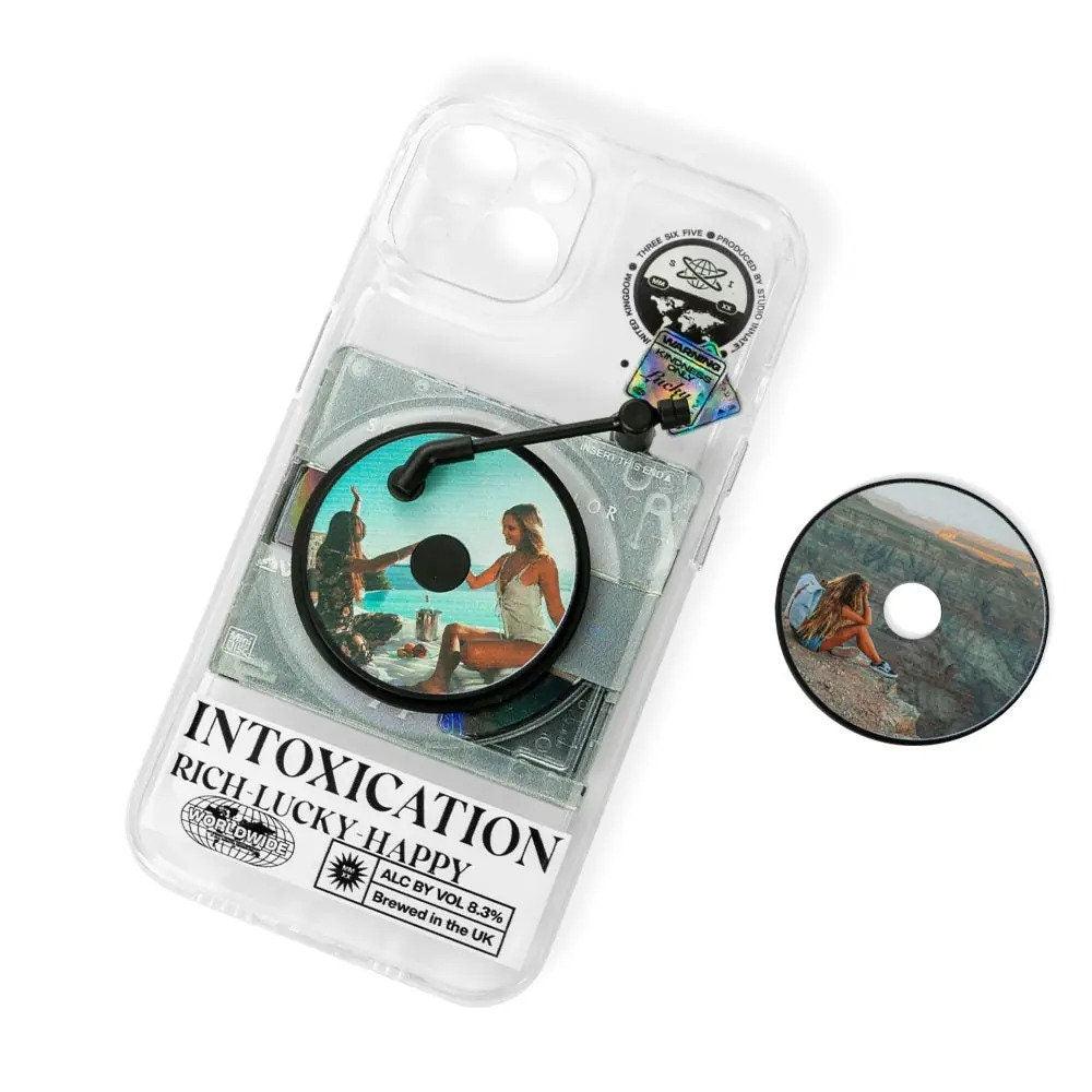 Rotating Vinyl iPhone Case, UNIQUE Music Lover Gift, 90s Nostalgia Gift, DIY Vinyl Custom, Retro CD, Vintage Phone case, Personalized Disk