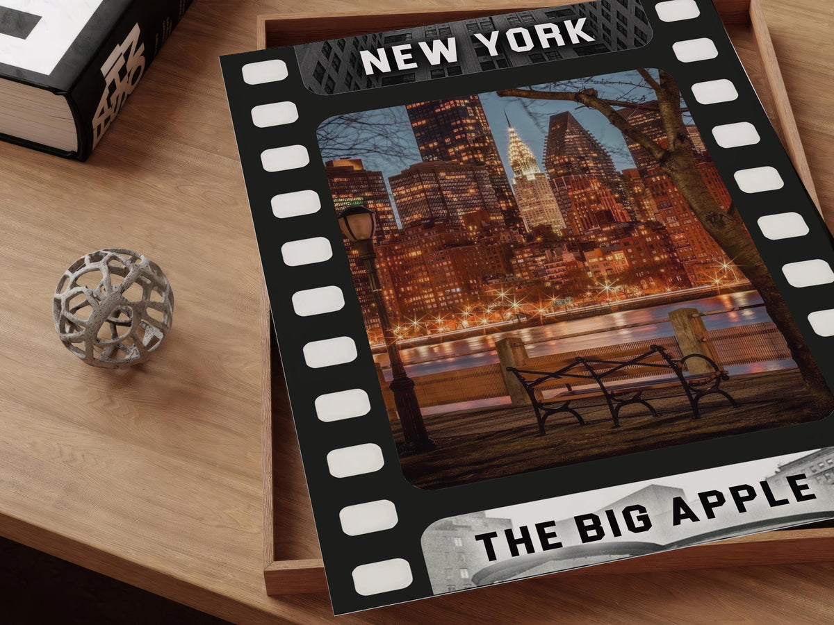 Chrysler Building Movie Tape Poster, New York Retro Printable, NYC Colorful Wall Art, Film Reel Gift, Retro Diner Decor, Night Lights, USA