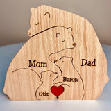 Puzzle personalizzato in legno con famiglia di orsi - Regalo con nome inciso personalizzato per la famiglia - Da 2 a 8 orsi