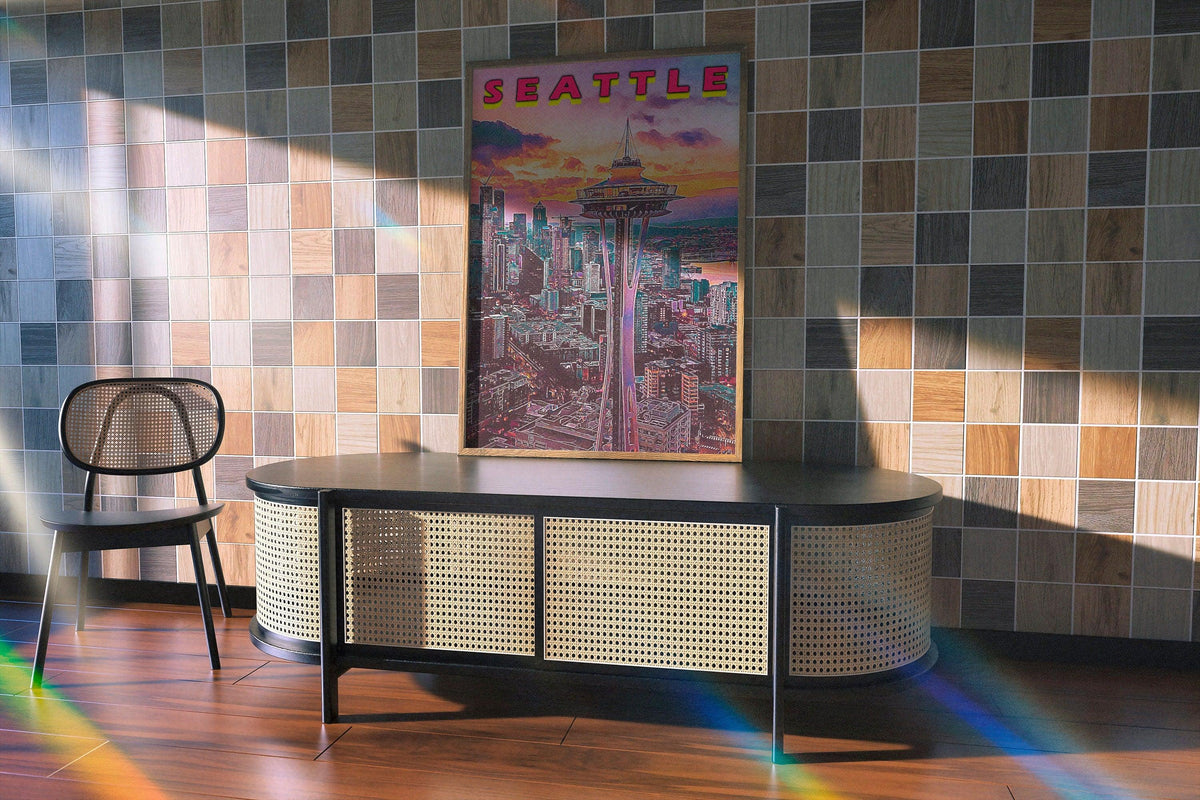 Seattle Poster, Vaporwave Sunset Clouds, Retro Vibrant Poster, Washington Colorful, Printable Wall Art For World Traveller - DreamBrothers